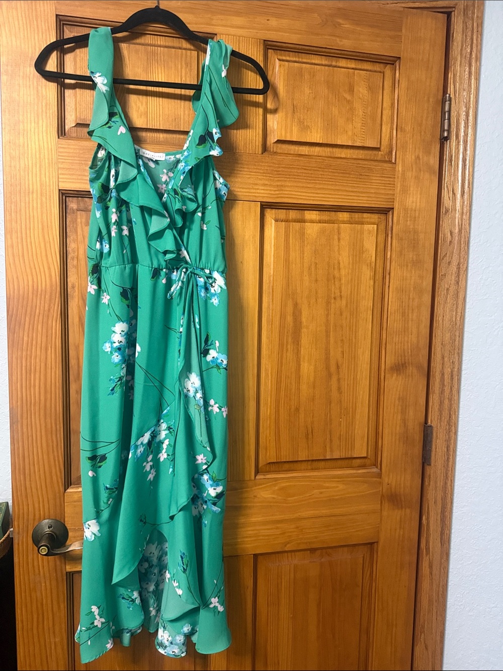 Green Floral Ruffle Dress